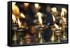 Oil (butter) lamps burning in Hindu temple, Kathmandu, Nepal, Asia-Godong-Framed Stretched Canvas