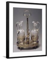 Oil Cruet with Two Ampoules in Empire Style, Crystal Glass and Silver-null-Framed Giclee Print