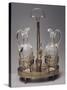 Oil Cruet with Two Ampoules in Empire Style, Crystal Glass and Silver-null-Stretched Canvas