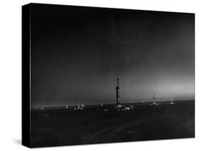 Oil Derricks at Dusk-null-Stretched Canvas