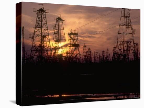 Oil Derricks at Sunset at Baku, Azerbaijan, Ussr-Stan Wayman-Stretched Canvas