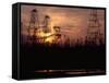 Oil Derricks at Sunset at Baku, Azerbaijan, Ussr-Stan Wayman-Framed Stretched Canvas