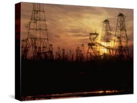 Oil Derricks at Sunset at Baku, Azerbaijan, USSR-Stan Wayman-Stretched Canvas