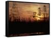 Oil Derricks at Sunset at Baku, Azerbaijan, USSR-Stan Wayman-Framed Stretched Canvas