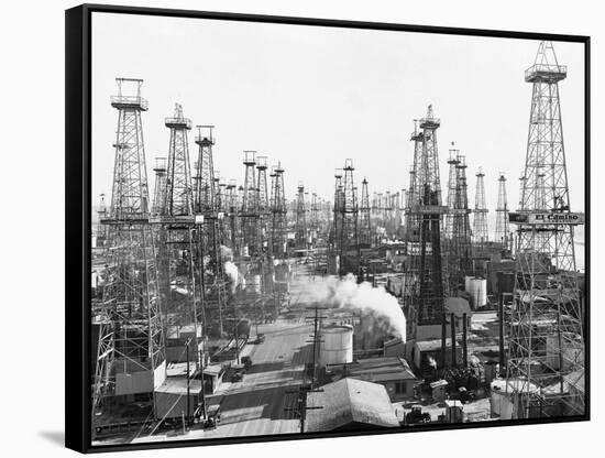 Oil Derricks in California-null-Framed Stretched Canvas