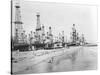 Oil Derricks on a Beach in California-null-Stretched Canvas