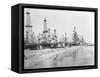 Oil Derricks on a Beach in California-null-Framed Stretched Canvas