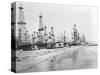 Oil Derricks on a Beach in California-null-Stretched Canvas