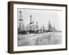 Oil Derricks on a Beach in California-null-Framed Photographic Print