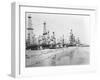 Oil Derricks on a Beach in California-null-Framed Photographic Print