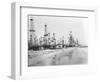 Oil Derricks on a Beach in California-null-Framed Photographic Print