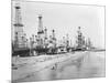 Oil Derricks on a Beach in California-null-Mounted Photographic Print