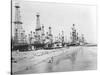 Oil Derricks on a Beach in California-null-Stretched Canvas