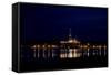 Oil Drilling Rig At Night, North Sea-Duncan Shaw-Framed Stretched Canvas