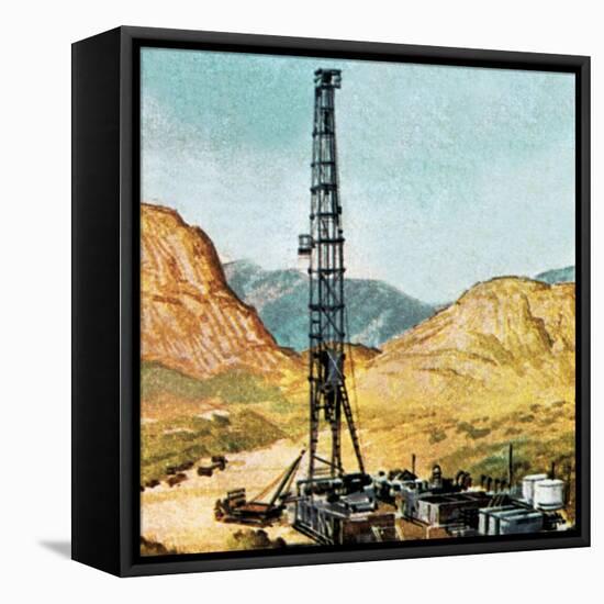 Oil Drilling Rig-English School-Framed Stretched Canvas