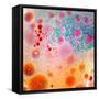 Oil Drops on Water Surface with Colorful Gradient Background-Abstract Oil Work-Framed Stretched Canvas