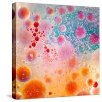Oil Drops on Water Surface with Colorful Gradient Background-Abstract Oil Work-Stretched Canvas