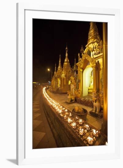 Oil Lamps, Shwedagon Pagoda, Yangon (Rangoon), Myanmar (Burma), Asia-Colin Brynn-Framed Photographic Print