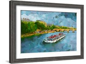 Oil Paint Paris Seine Boat-trentemoller-Framed Art Print