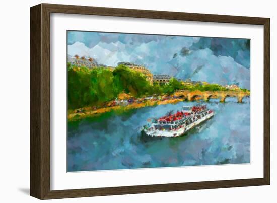 Oil Paint Paris Seine Boat-trentemoller-Framed Art Print