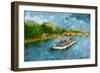 Oil Paint Paris Seine Boat-trentemoller-Framed Art Print