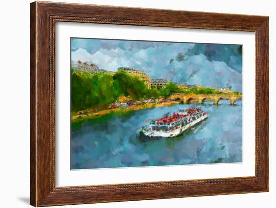 Oil Paint Paris Seine Boat-trentemoller-Framed Art Print