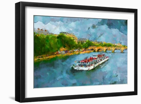 Oil Paint Paris Seine Boat-trentemoller-Framed Art Print