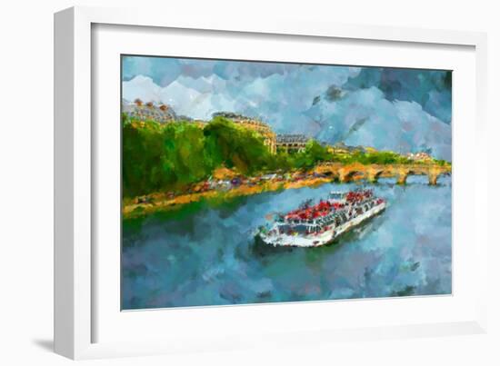 Oil Paint Paris Seine Boat-trentemoller-Framed Art Print