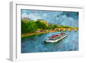 Oil Paint Paris Seine Boat-trentemoller-Framed Art Print