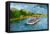 Oil Paint Paris Seine Boat-trentemoller-Framed Stretched Canvas