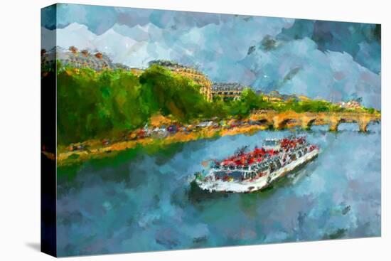 Oil Paint Paris Seine Boat-trentemoller-Stretched Canvas