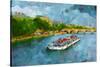 Oil Paint Paris Seine Boat-trentemoller-Stretched Canvas