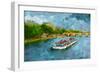Oil Paint Paris Seine Boat-trentemoller-Framed Premium Giclee Print
