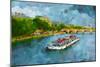 Oil Paint Paris Seine Boat-trentemoller-Mounted Premium Giclee Print