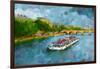 Oil Paint Paris Seine Boat-trentemoller-Framed Art Print