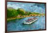 Oil Paint Paris Seine Boat-trentemoller-Framed Art Print