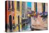 Oil Painting, Canal in Venice, Italy, Famous Tourist Place, Colorful Impressionism-null-Stretched Canvas