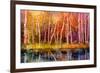 Oil Painting Landscape - Colorful Autumn Trees. Semi Abstract Image of Forest, Trees with Yellow --pluie_r-Framed Art Print