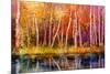 Oil Painting Landscape - Colorful Autumn Trees. Semi Abstract Image of Forest, Trees with Yellow --pluie_r-Mounted Art Print