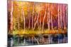 Oil Painting Landscape - Colorful Autumn Trees. Semi Abstract Image of Forest, Trees with Yellow --pluie_r-Mounted Art Print