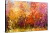 Oil Painting Landscape - Colorful Autumn Trees. Semi Abstract Image of Forest, Trees with Yellow --pluie_r-Stretched Canvas