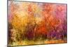 Oil Painting Landscape - Colorful Autumn Trees. Semi Abstract Image of Forest, Trees with Yellow --pluie_r-Mounted Art Print