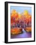 Oil Painting Landscape - Colorful Autumn Trees. Semi Abstract Image of Forest, Trees with Yellow --pluie_r-Framed Art Print