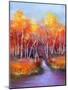 Oil Painting Landscape - Colorful Autumn Trees. Semi Abstract Image of Forest, Trees with Yellow --pluie_r-Mounted Art Print