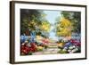 Oil Painting Landscape - Colorful Summer Forest, Beautiful Flowers-Fresh Stock-Framed Art Print