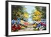 Oil Painting Landscape - Colorful Summer Forest, Beautiful Flowers-Fresh Stock-Framed Art Print
