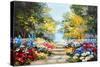 Oil Painting Landscape - Colorful Summer Forest, Beautiful Flowers-Fresh Stock-Stretched Canvas