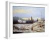 Oil Painting, Landscape of Winter Village-Yarikart-Framed Art Print