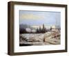 Oil Painting, Landscape of Winter Village-Yarikart-Framed Art Print