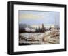 Oil Painting, Landscape of Winter Village-Yarikart-Framed Art Print